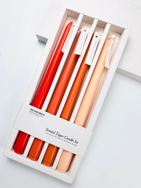 Orange Scented Soy Wax Taper Candle Set - Orange Shades