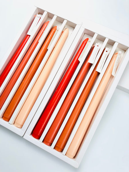 Orange Scented Soy Wax Taper Candle Set - Orange Shades