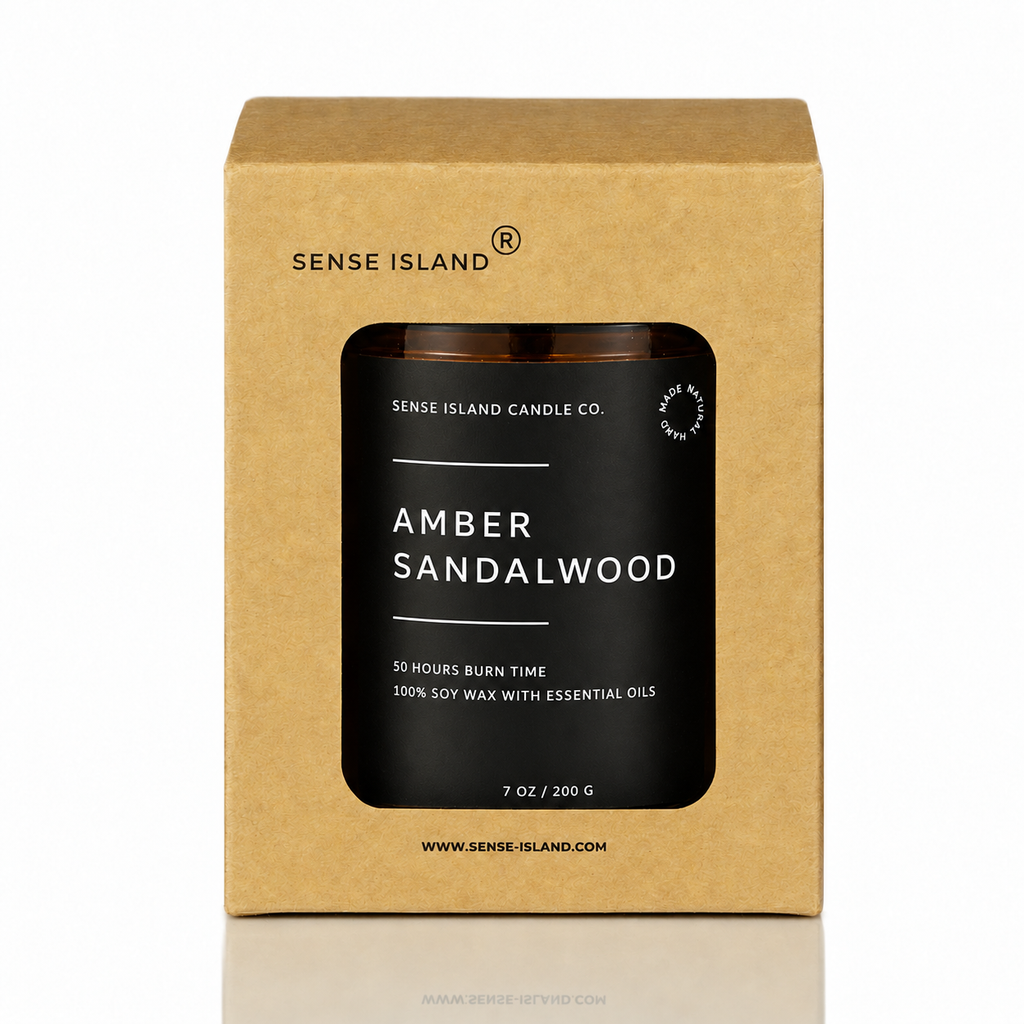Amber Sandalwood Soy Candle with Wood Wick