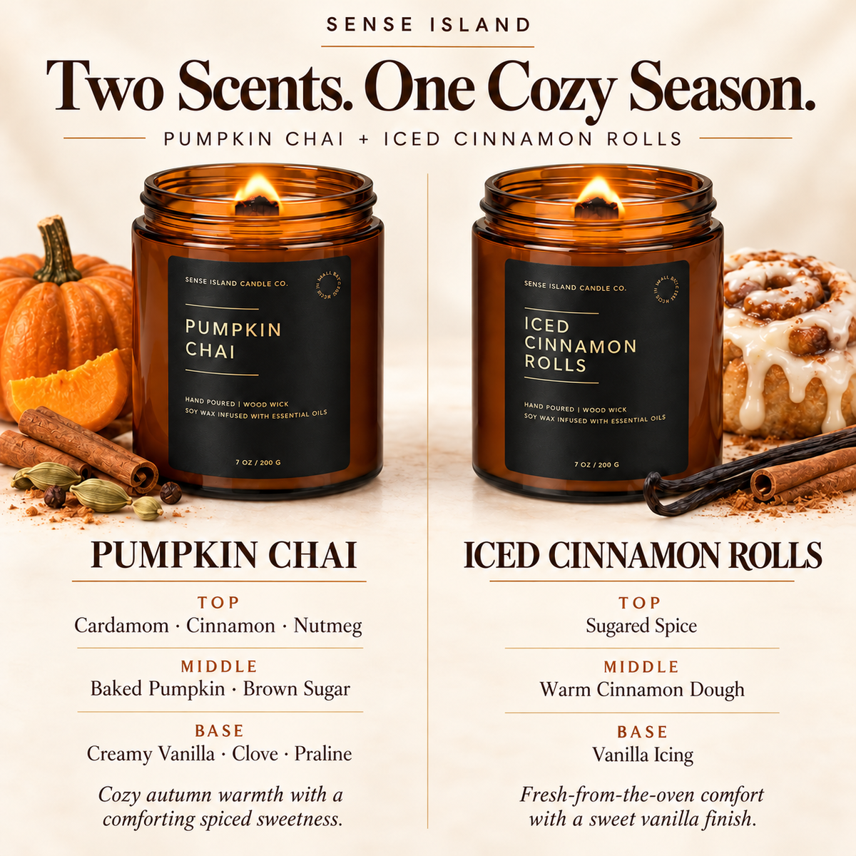 Pumpkin Chai + Cinnamon Rolls Cozy Fall Candle Gift Pack