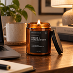 Amber Sandalwood Soy Candle with Wood Wick