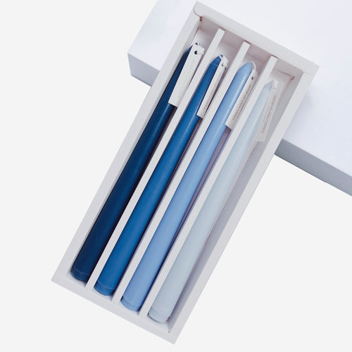 Blue Ombre Taper Candle Set of 4- Sea Salt Scented Soy Wax