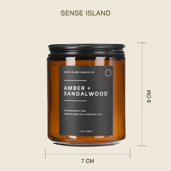 Amber & Sandalwood Scented Candle | 7 Oz. Soy Blend Classic Collection