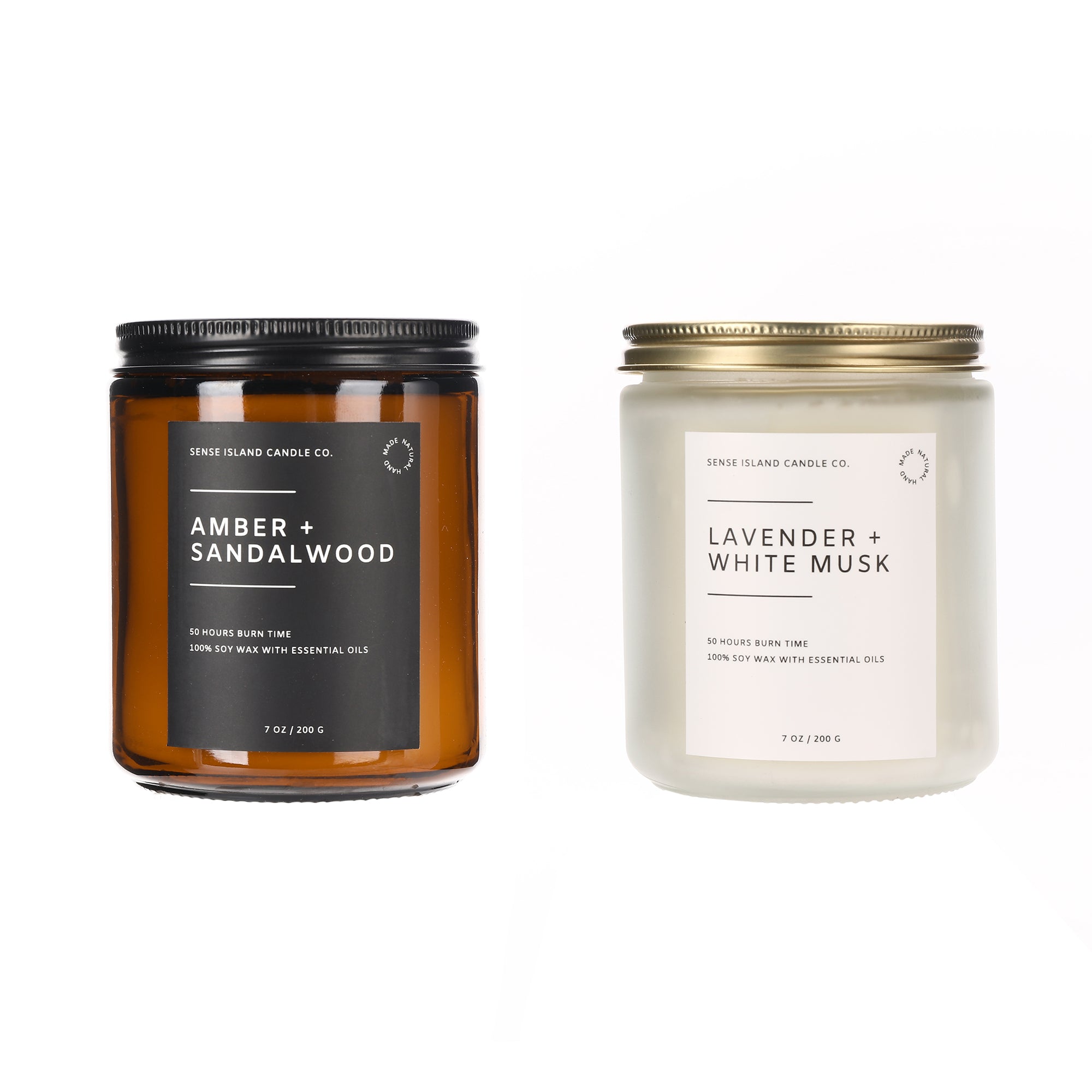 Lavender+White Musk, Amber+Sandalwood | Soy Candle 2-Pack Classic Collection, 7oz Each