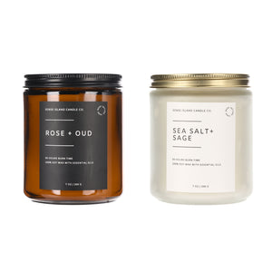 Sea Salt & Sage, Rose & Oud Scented Candle |Soy Candle 2-Pack Classic Collection, 7oz Each