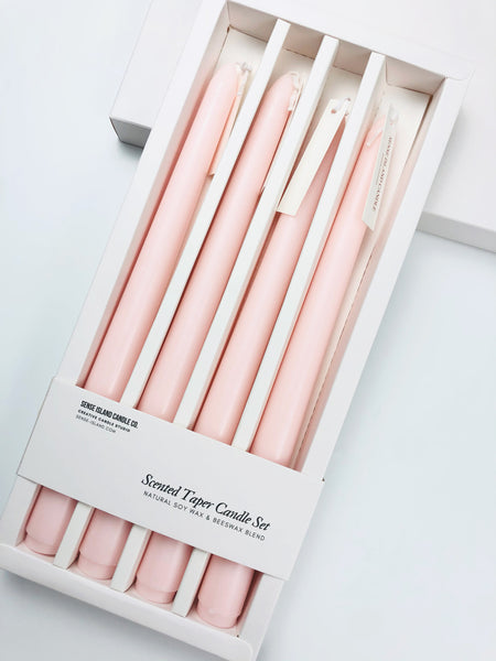 Rose Scented Soy Wax Taper Candle Set - Pink (2-Pack)