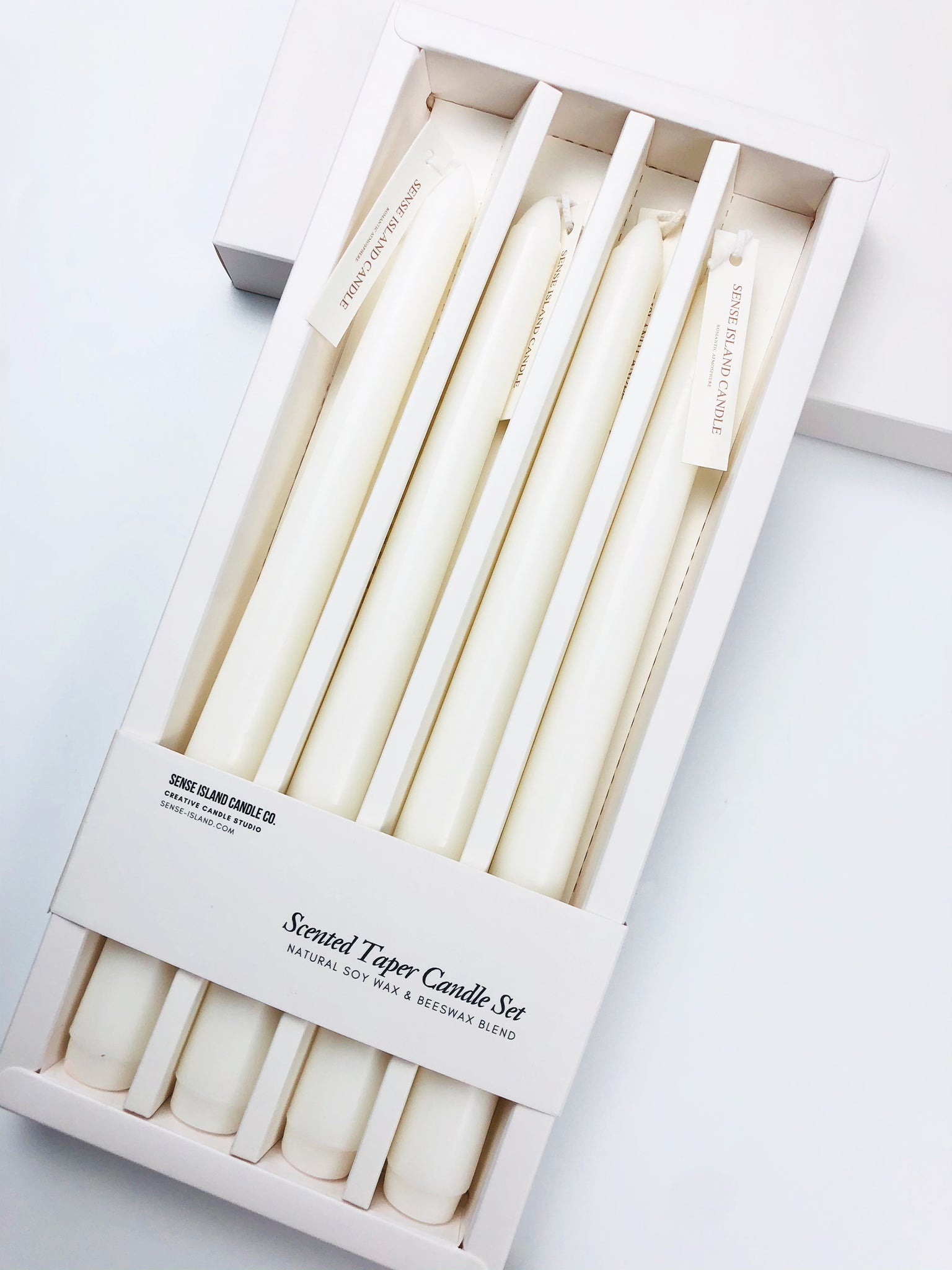 Vanilla Scented Soy Wax Taper Candle Set - Ivory
