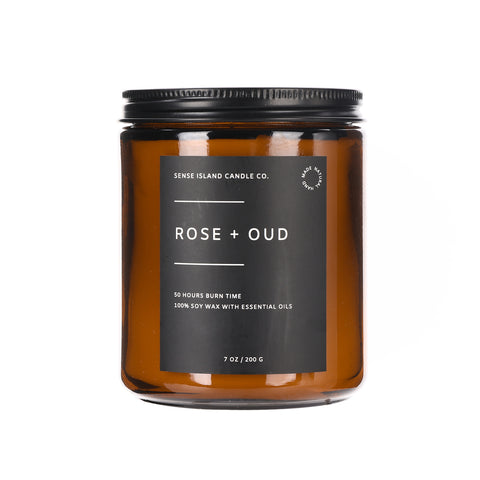 Rose & Oud Scented Candle | 7 Oz. Soy Beeswax Blend Classic Collection