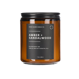 Amber & Sandalwood Scented Candle | 7 Oz. Soy Blend Classic Collection