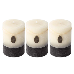 Rustic Pillar Candles Mottled 3x4'' (3 Packs, Ivory)