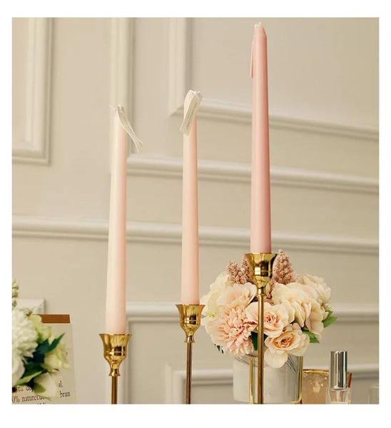 Rose Scented Soy Wax Taper Candle Set - Pink (2-Pack)