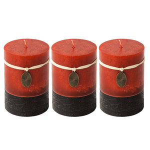 Rustic Pillar Candles Mottled 3x4'' (3 Packs, Red)